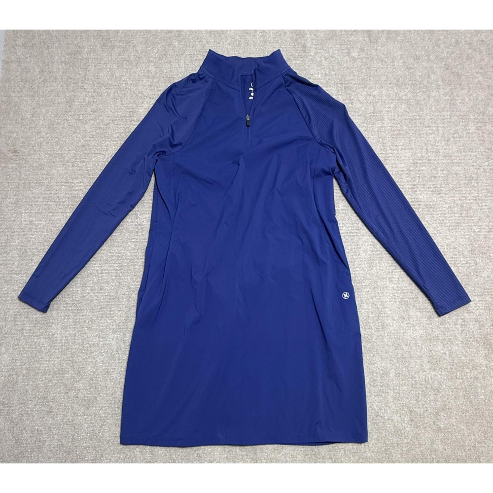 Hurley Swim Dress Womens Small Blue Long Sleeve Half Zip Mock Neck Cover Up